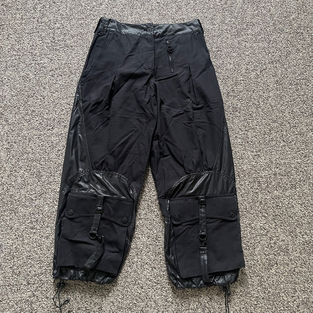 2000s Christian Dior John Galliano Black Parachute Cargo Cropped Pants 40 US 4